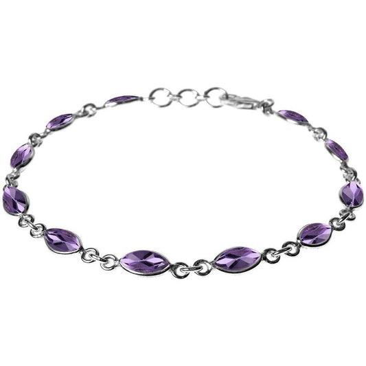 Silver and amethyst marquise faceted bracelet.