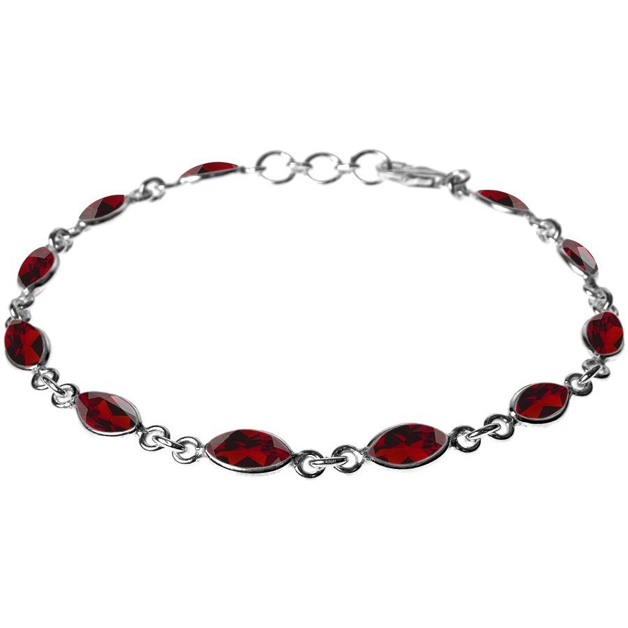 Silver and Garnet marquise faceted bracelet.