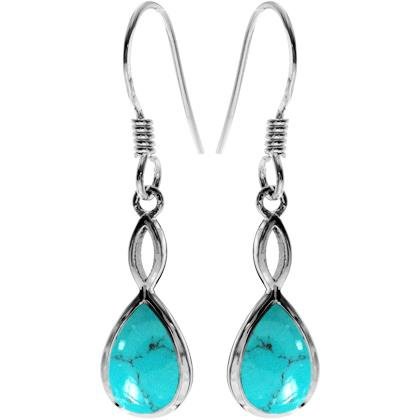 Silver and Turquoise teardrop silver drop earrings.