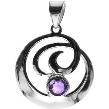 Silver and Amethyst Circular pendant.