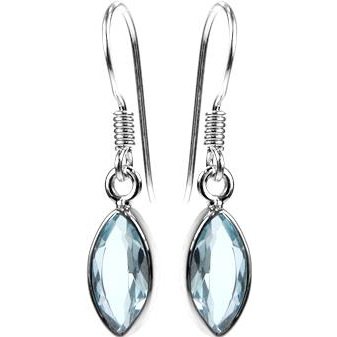 Silver and Blue Topaz Small marquise drop earrings.