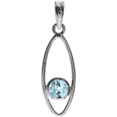 Silver and Blue Topaz open marquise pendant