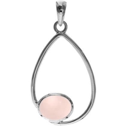 Silver and rose quartz open cut pendant.