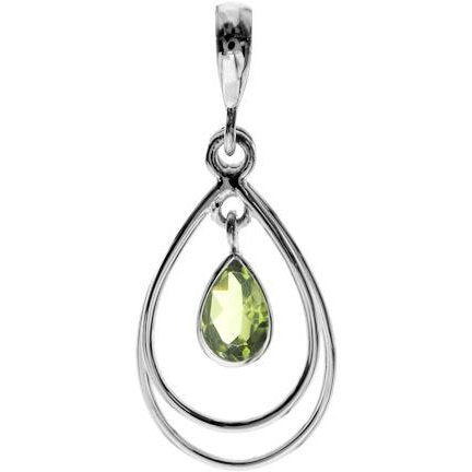 silver and peridot teardrop pendant.
