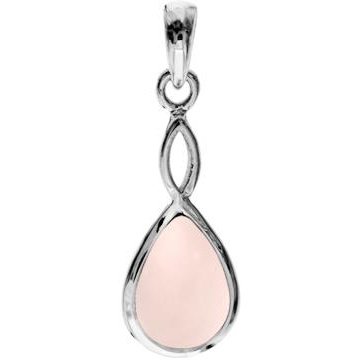 silver and rose quartz teardrop twist pendant.