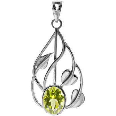 silver and Peridot teardrop pendant.