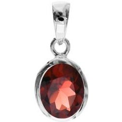 Silver and Garnet oval bezel set pendant.