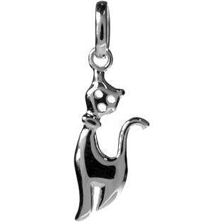 Silver cat pendant on an 18" silver chain.