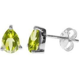 Silver and Peridot teardrop necklace and stud earrings set.
