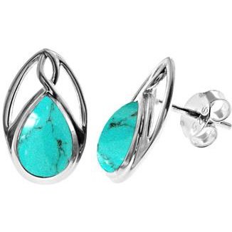 Silver and turquoise teardrop stud earrings.