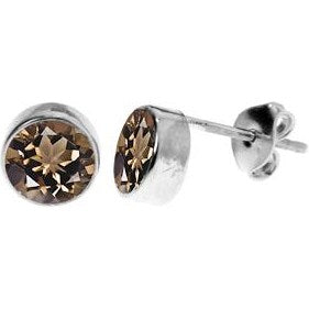 Silver and Smokey Quartz stud earrings.