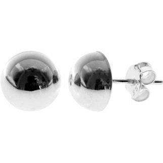 Silver half round stud earrings