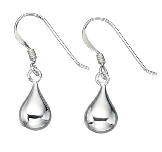Silver teardrop drop earrings