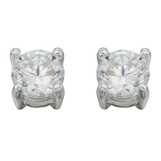 Silver And Cubic Zirconia Round Stud Earrings