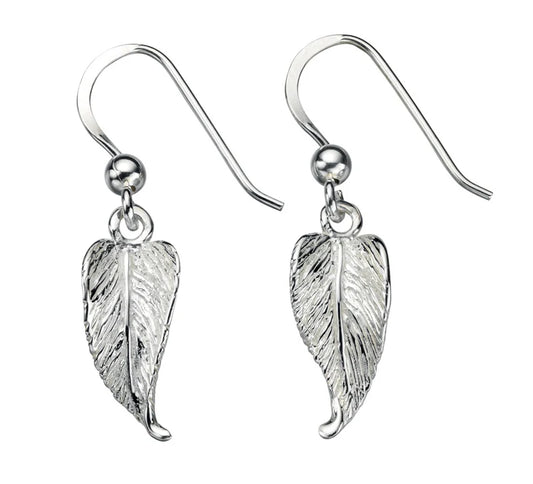 Silver leaf style drop earrings