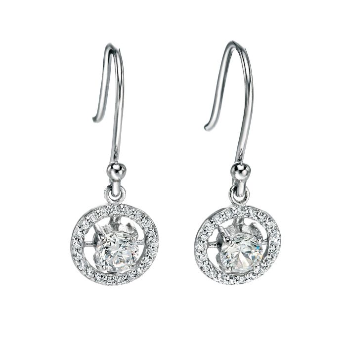 Fiorelli silver and cubic zirconia round drop earrings