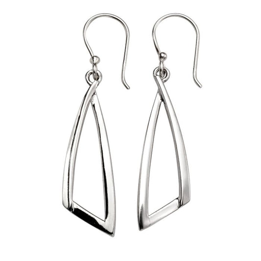 Silver Open Abstract Triangle Drop Earrings