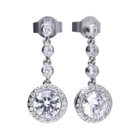 Diamonfire silver and cubic zirconia pave drop earrings.
