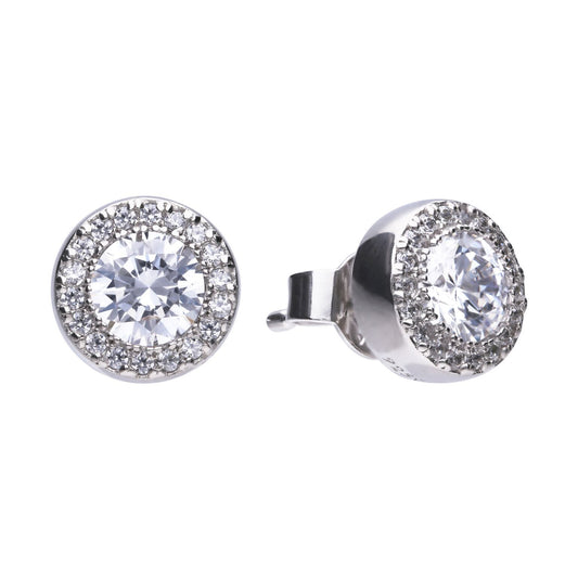 Diamonfire silver and cubic zirconia cluster stud earrings.