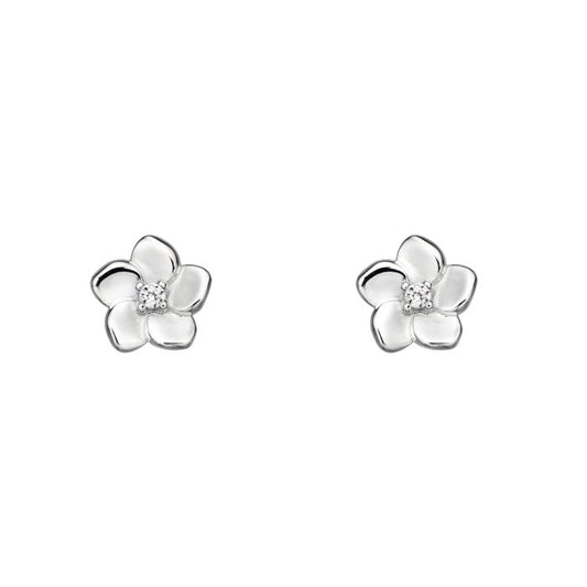 Silver Cherry Blossom Flower Stud earrings