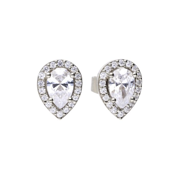 Silver and cubic zirconia stud earrings