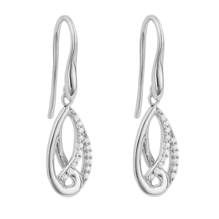 Fiorelli silver and cubic zirconia twist teardrop drop earrings