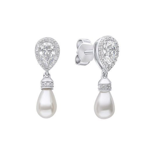 Diamonfire Teardrop Zirconia Earrings with Shell Pearl Drop.