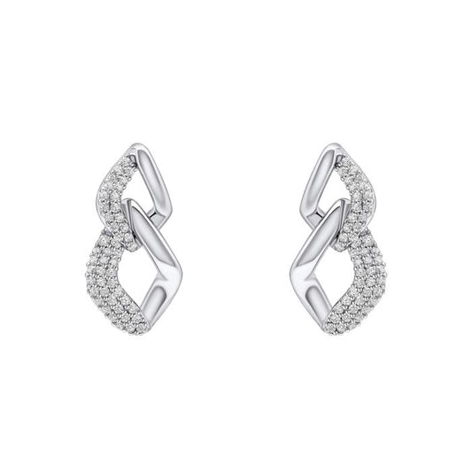 Fiorelli Silver and Cubic Zirconia Pave Chain Link Drop Earrings