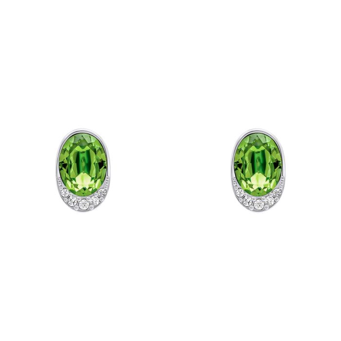 Fiorelli Oval Peridot Stud Earrings with Cubic Zirconia Wave