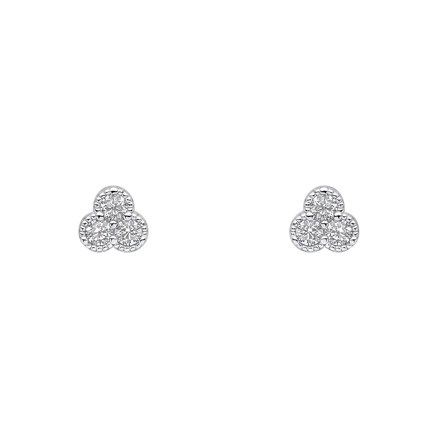 Silver and Cubic Zirconia Trilogy Stud Earrings
