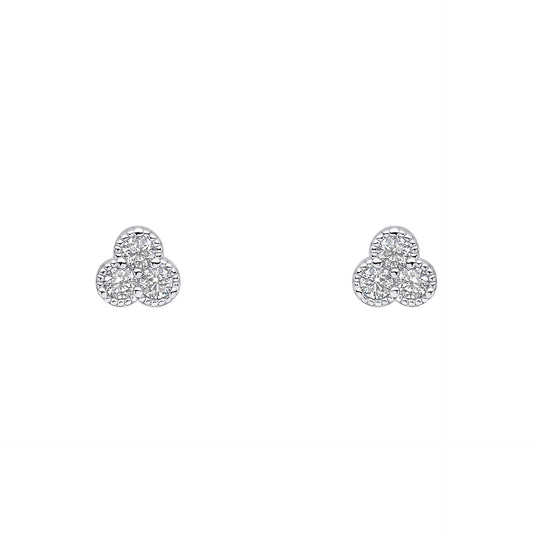 Silver and Cubic Zirconia Trilogy Stud Earrings