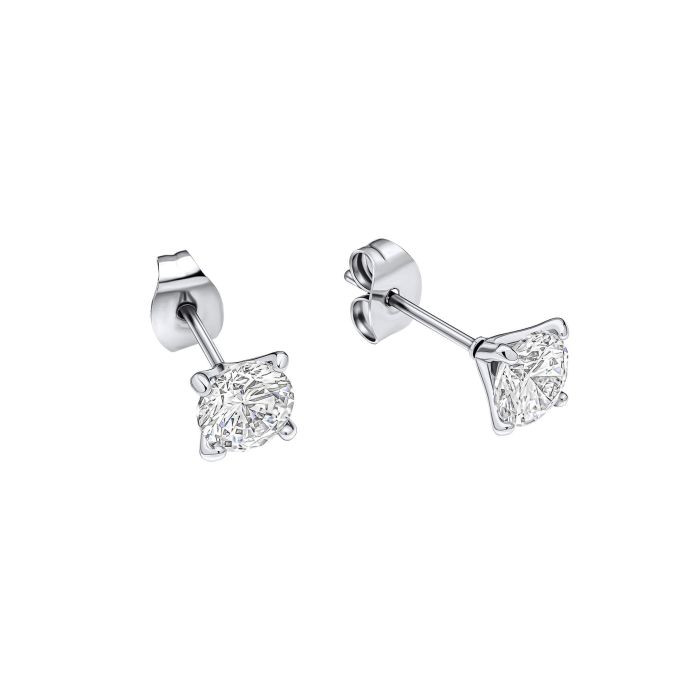Stainless steel and cubic zirconia gents 4 claw stud earrings