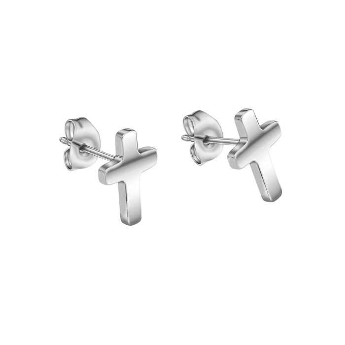 Stainless steel gents small cross stud earrings