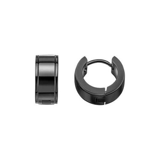 Stainless steel black PVD gents hoop earrings