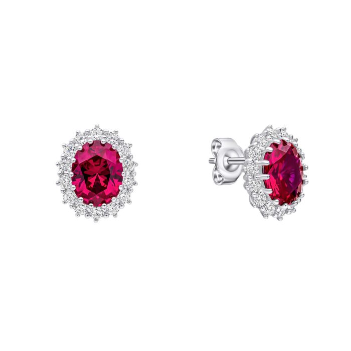 Diamonfire Silver Oval Stud Earrings.
