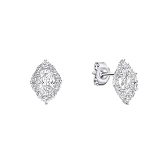 Diamonfire Silver Oval Stud Earrings.