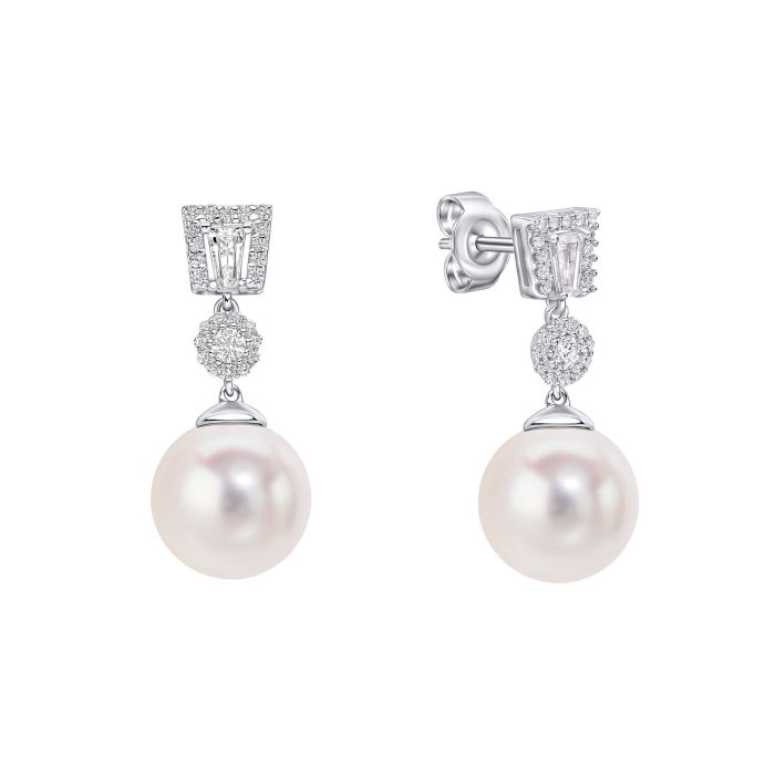 Diamonfire Silver Pearl Drop Earrings