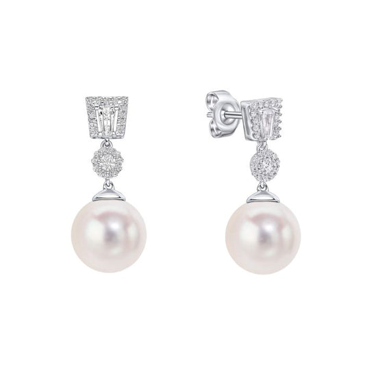 Diamonfire Silver Pearl Drop Earrings.