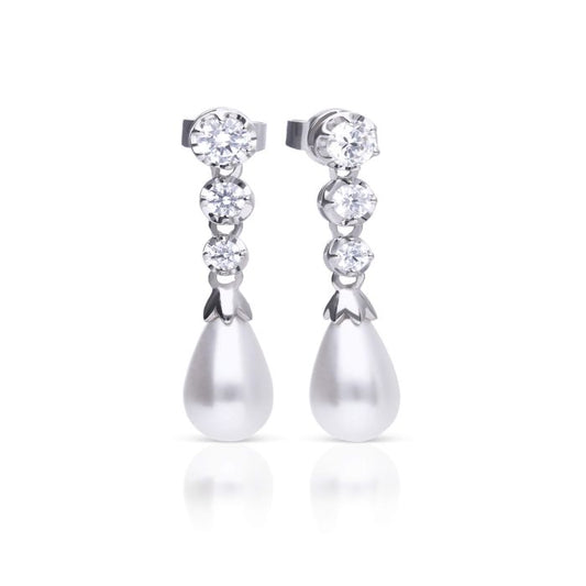 Diamonfire Silver Pearl Drop Earrings.