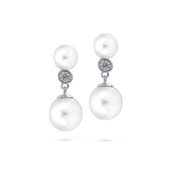 Diamonfire Silver Pearl Earrings