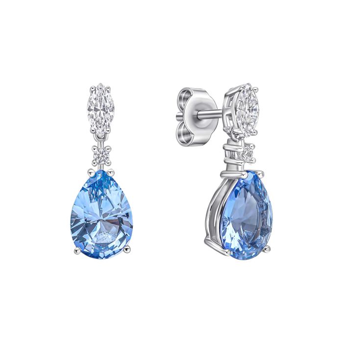 Diamonfire Silver and Blue Cubic Zirconia teardrop and marquise drop earrings