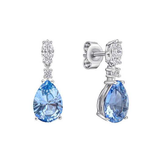 Diamonfire Silver and Blue Cubic Zirconia teardrop and marquise drop earrings