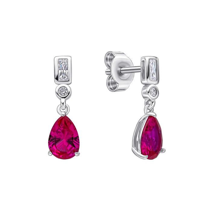 Diamonfire Silver Red Cubic Zirconia teardrop drop earrings