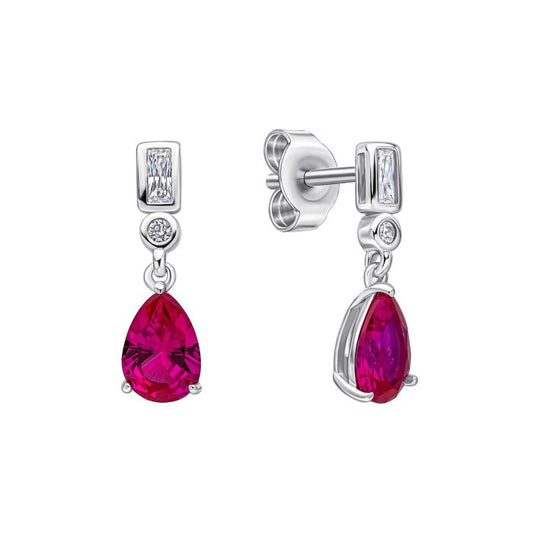 Diamonfire Silver Red Cubic Zirconia teardrop drop earrings