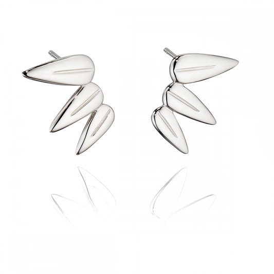 Fiorelli silver triple leaf stud earrings