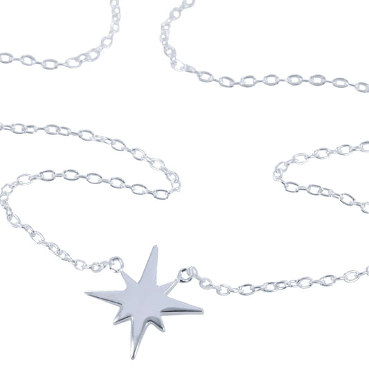 Silver fixed star necklace