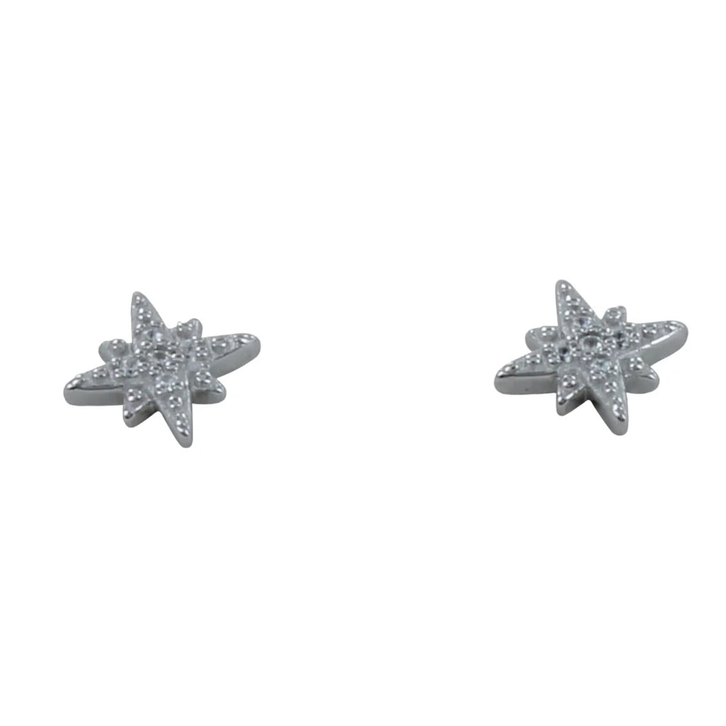 Silver and Cubic Zirconia star stud earrings