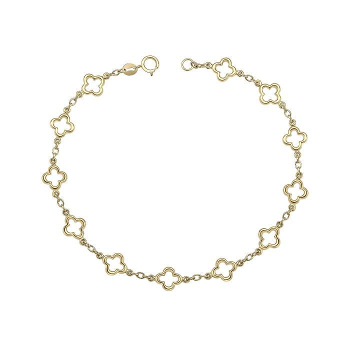 9ct Gold Quatrefoil Station Bracelet