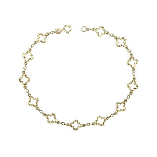 9ct Gold Quatrefoil Station Bracelet