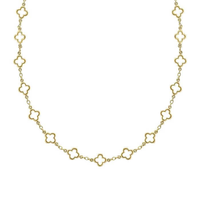 9ct Gold Quatrefoil Station Necklace